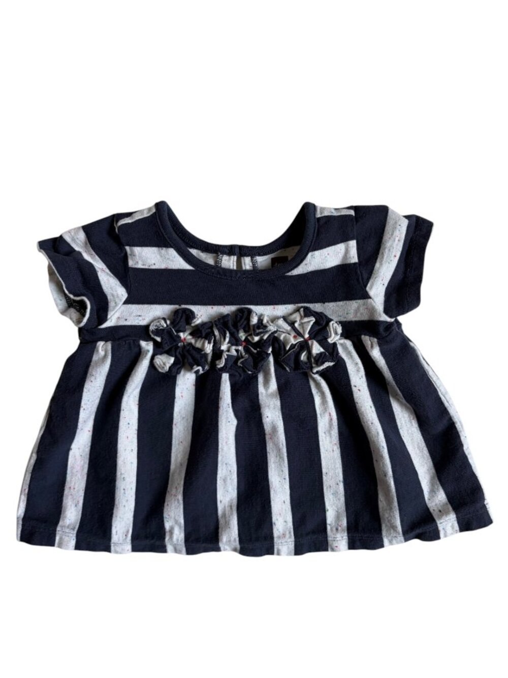 Tea Collection Short Sleeve Dress (Navy & White Confetti Striped) - 6-9 Months